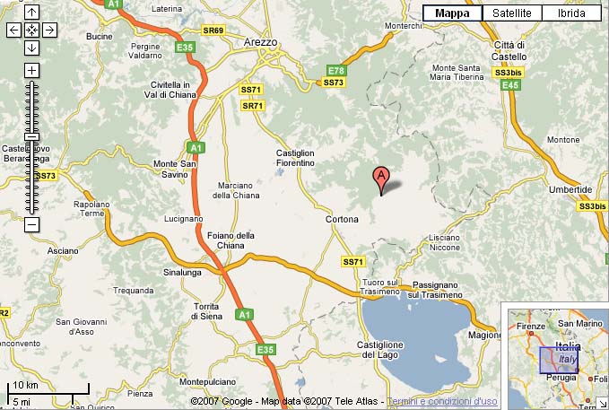 Mappa interattiva come arrivare all'Agriturismo Casamontana Cortona (AR)